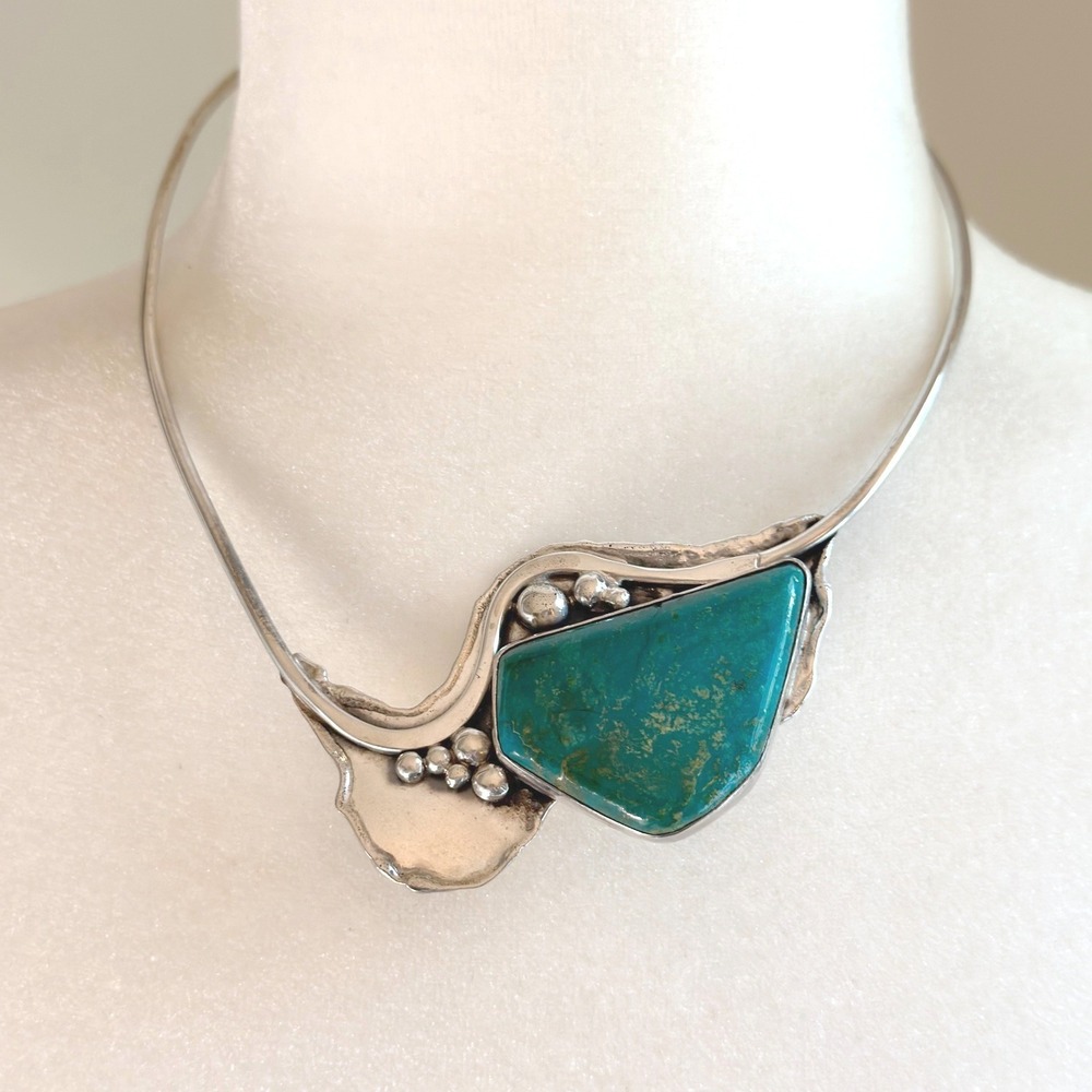 Diane Markz Silver Turquoise Torque Necklace - Picture 1 of 8